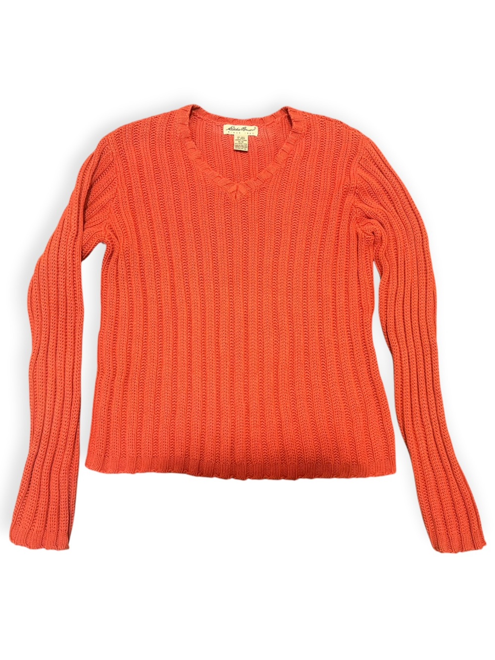 Eddie Bauer Ribbed Knit Sweater Orange Women's Small